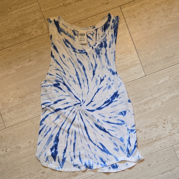PINK Victoria's Secret Tops - PINK Victoria's Secret Blue/White Tie Dye Swirl Tank Top